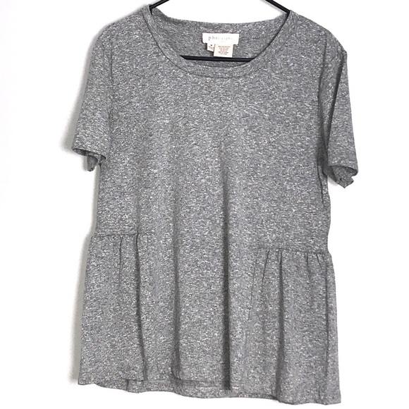 Philosophy Tops - PHILOSOPHY BABYDOLL PEPLUM GRAY SHORT SLEEVE TOP M